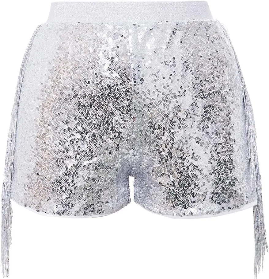 Women Shorts Tessel Sequin Sparkle Short Pants Ladies Birthday Party Shorts Halloween Clothes