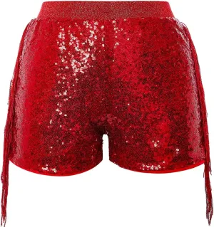 Women Shorts Tessel Sequin Sparkle Short Pants Ladies Birthday Party Shorts Halloween Clothes
