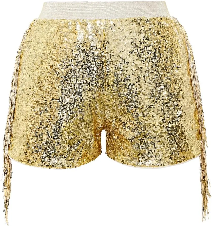 Women Shorts Tessel Sequin Sparkle Short Pants Ladies Birthday Party Shorts Halloween Clothes