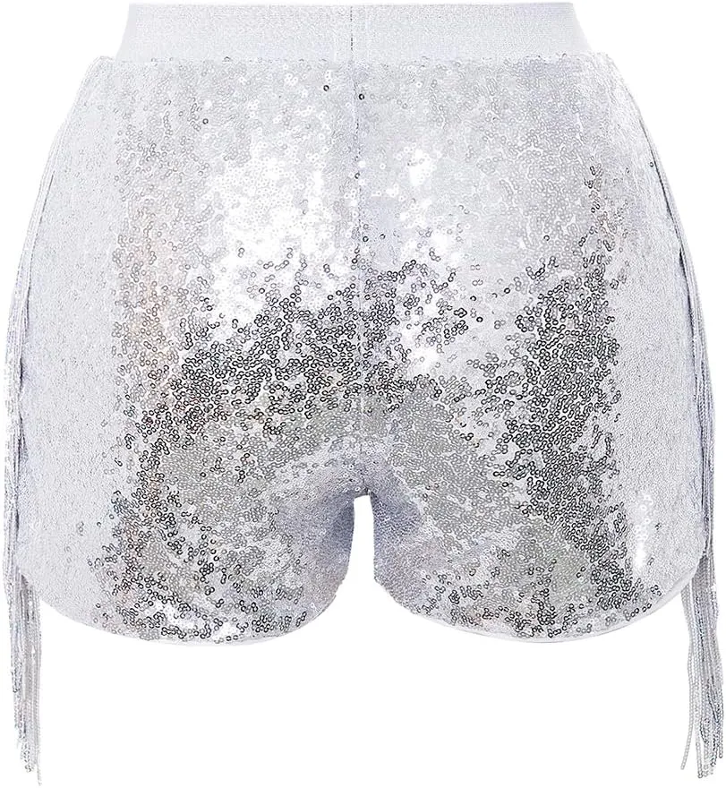 Women Shorts Tessel Sequin Sparkle Short Pants Ladies Birthday Party Shorts Halloween Clothes