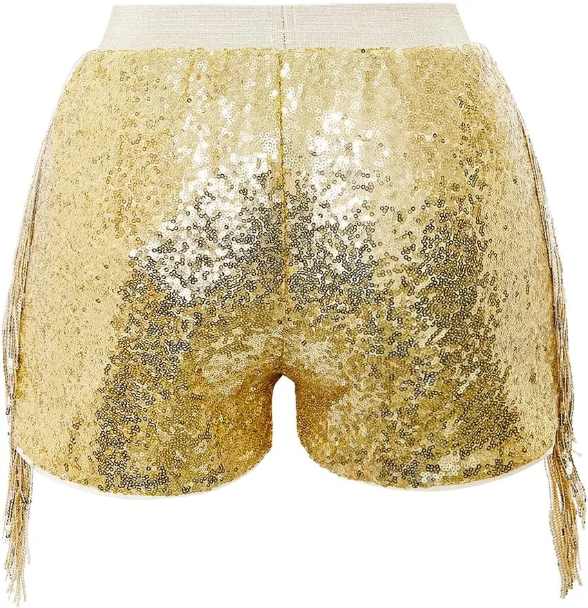 Women Shorts Tessel Sequin Sparkle Short Pants Ladies Birthday Party Shorts Halloween Clothes