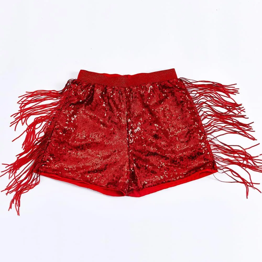 Women Shorts Tessel Sequin Sparkle Short Pants Ladies Birthday Party Shorts Halloween Clothes