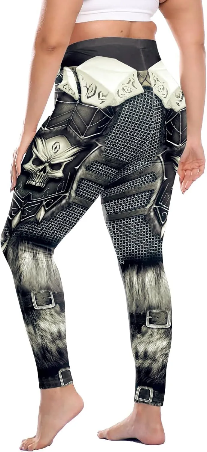 Women Steampunk Retro Leggings Comic Cosplay Punk Print Polyester Gothic Trousers Capris Pants XL-4XL Plus Size