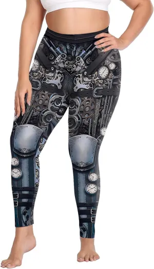 Women Steampunk Retro Leggings Comic Cosplay Punk Print Polyester Gothic Trousers Capris Pants XL-4XL Plus Size