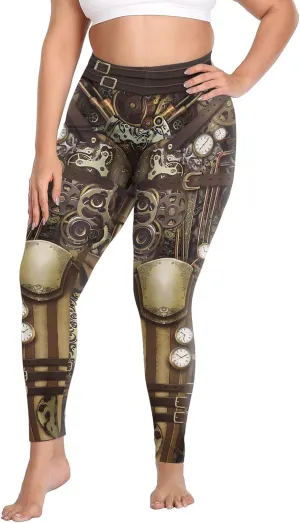 Women Steampunk Retro Leggings Comic Cosplay Punk Print Polyester Gothic Trousers Capris Pants XL-4XL Plus Size