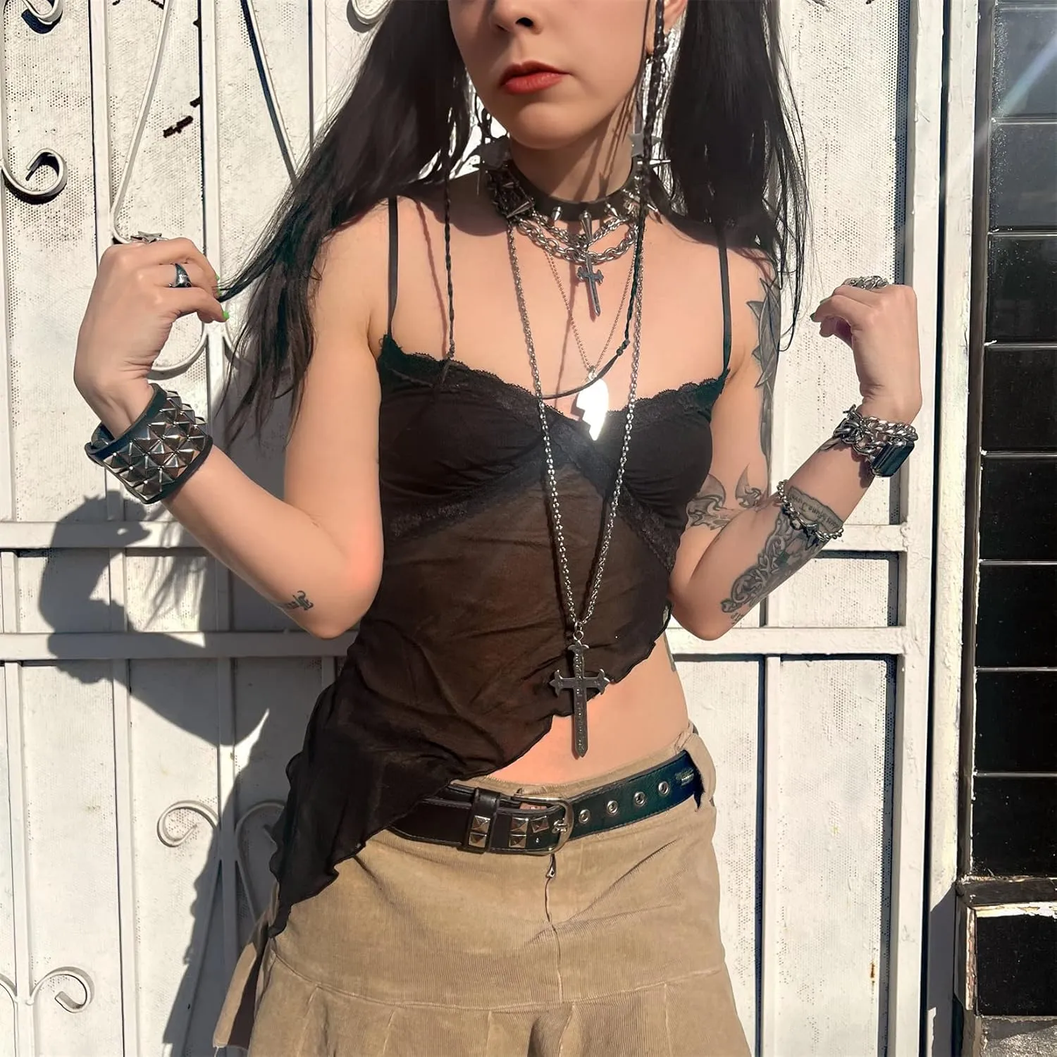 Women Y2k Fairycore Lace Trim Backless Camisoles Top Sexy Low Cut Spaghetti Strap Top Grunge Summer Tank Streetwear