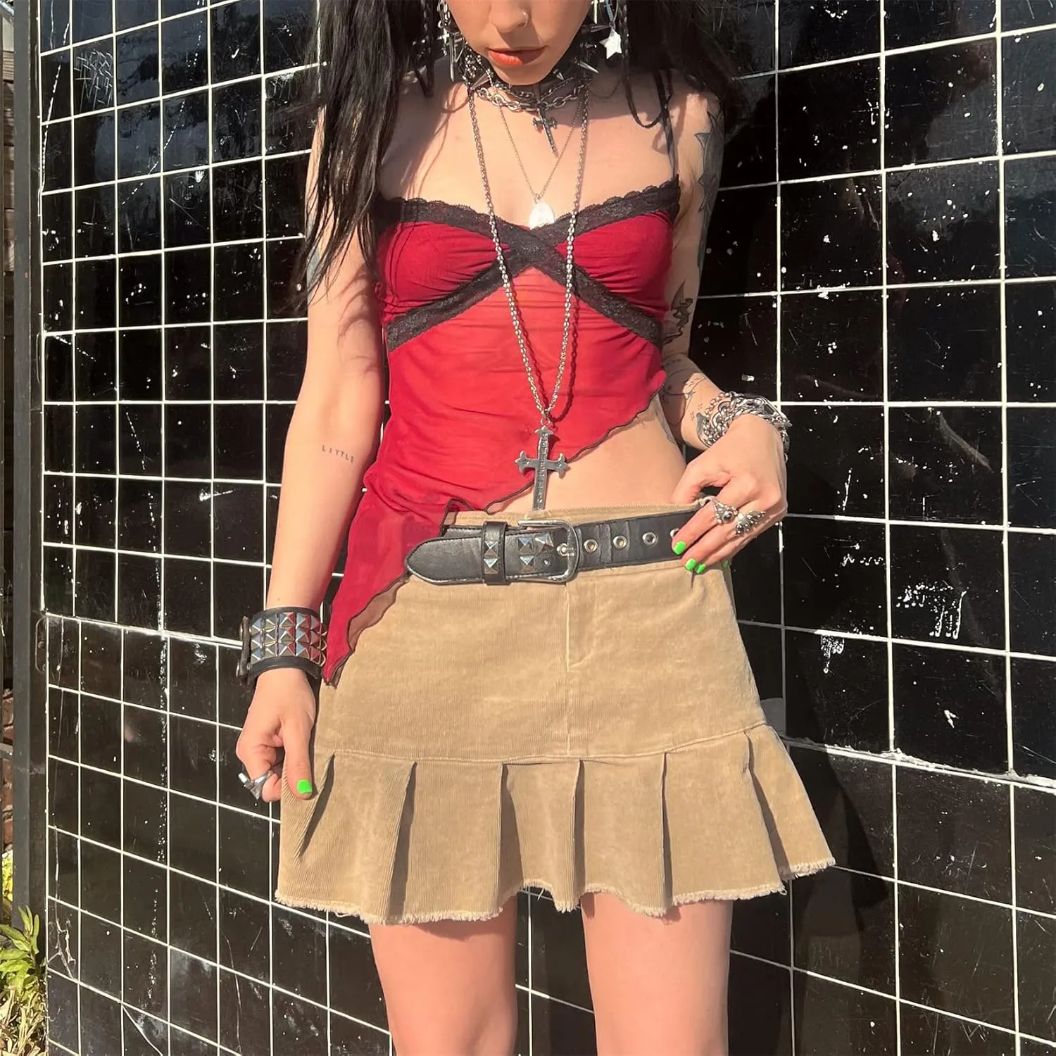 Women Y2k Fairycore Lace Trim Backless Camisoles Top Sexy Low Cut Spaghetti Strap Top Grunge Summer Tank Streetwear