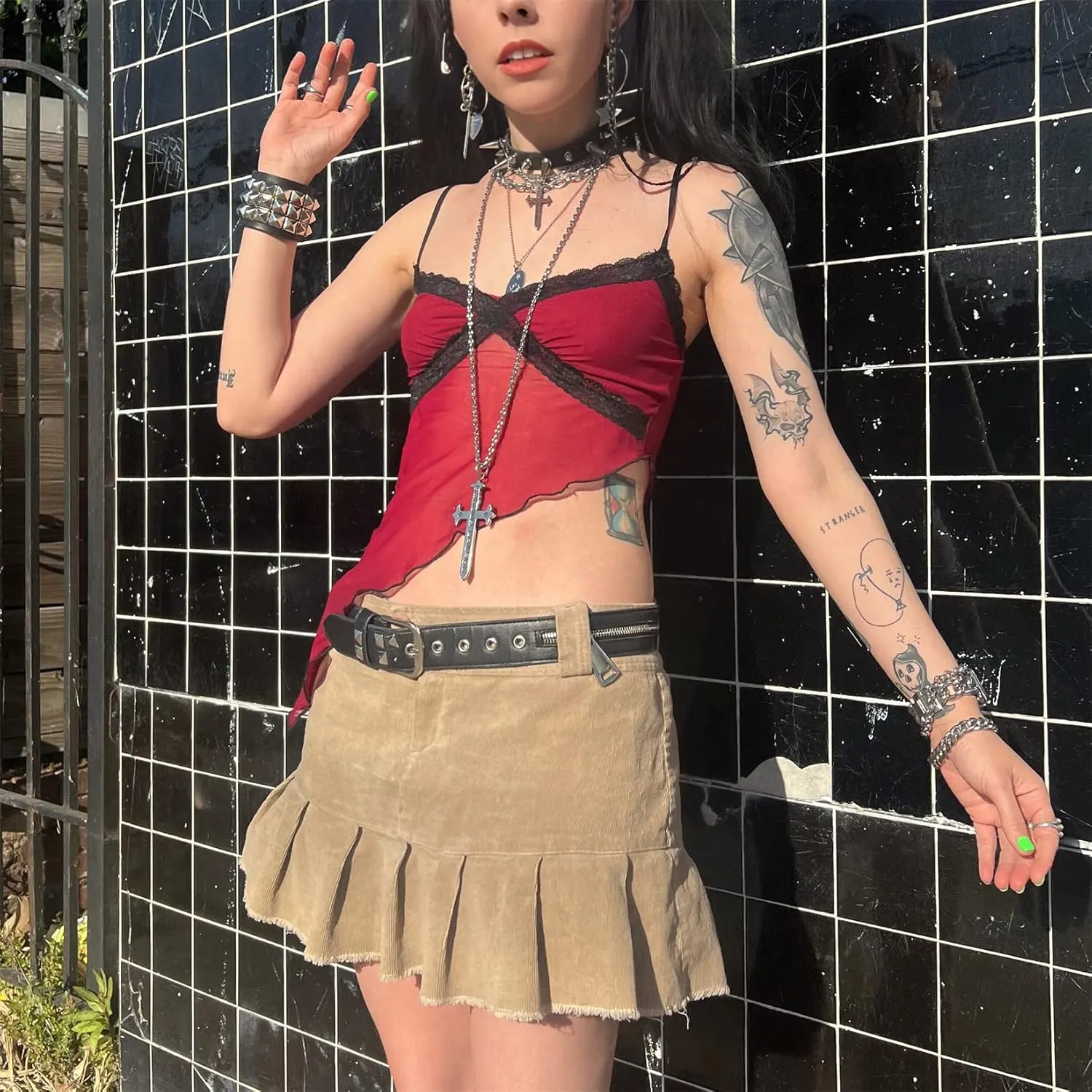 Women Y2k Fairycore Lace Trim Backless Camisoles Top Sexy Low Cut Spaghetti Strap Top Grunge Summer Tank Streetwear