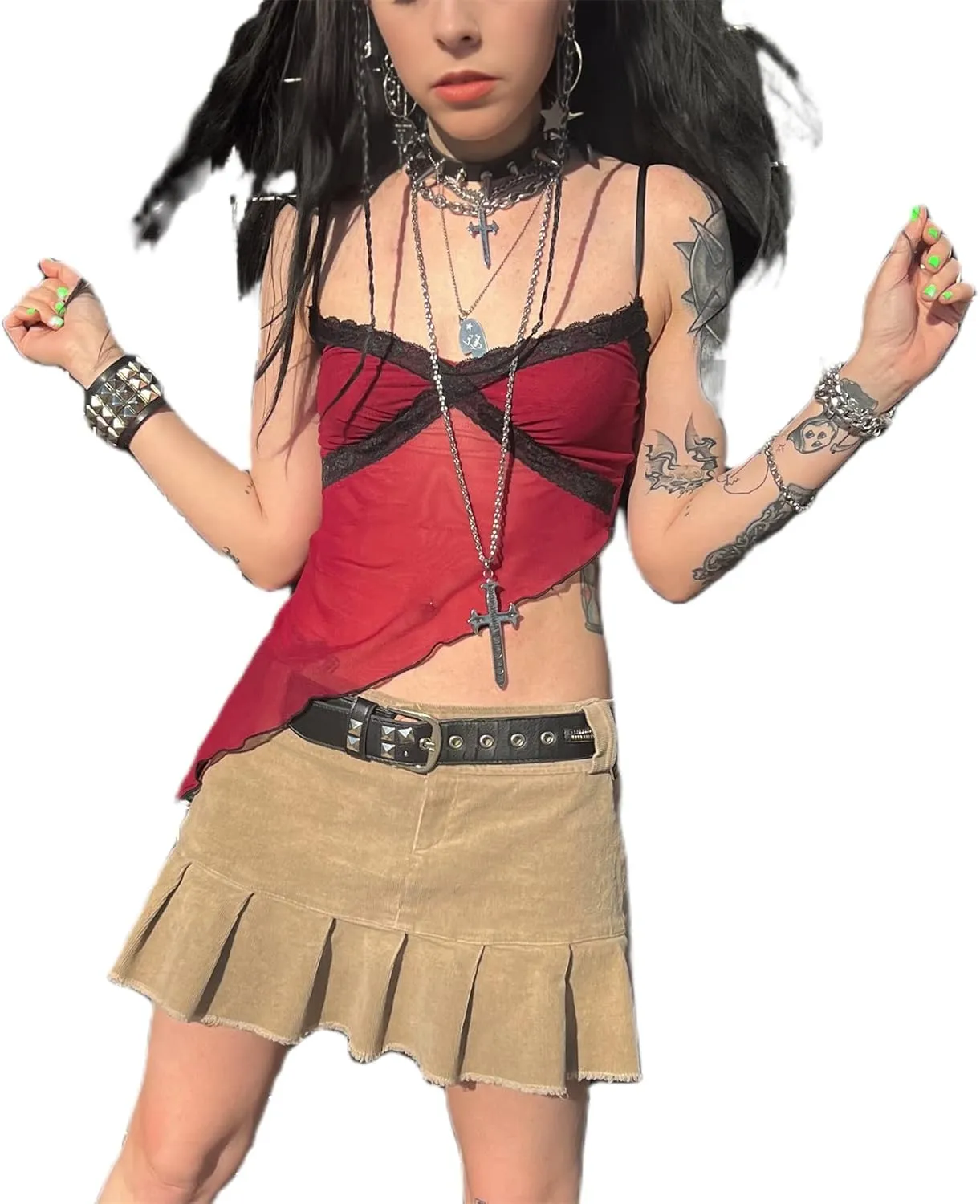 Women Y2k Fairycore Lace Trim Backless Camisoles Top Sexy Low Cut Spaghetti Strap Top Grunge Summer Tank Streetwear