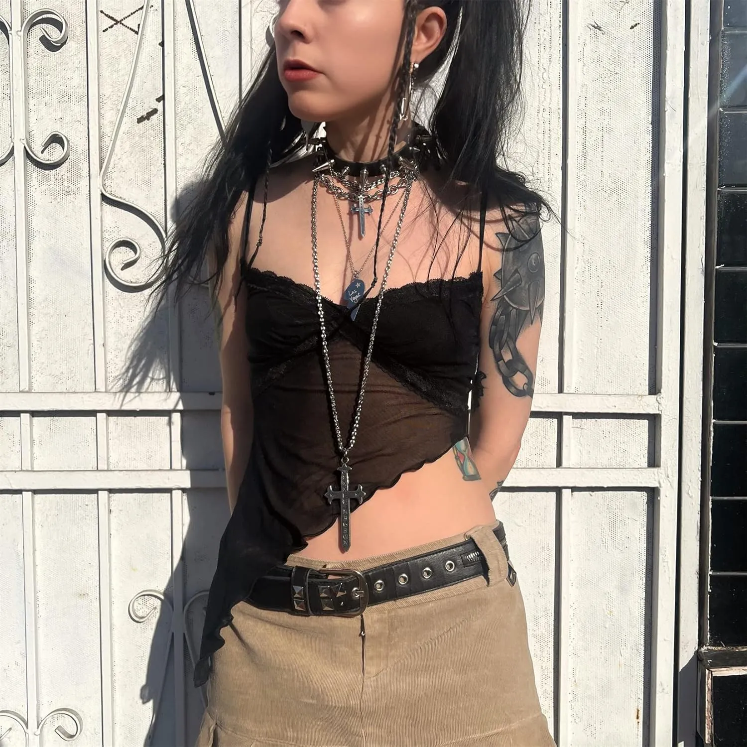 Women Y2k Fairycore Lace Trim Backless Camisoles Top Sexy Low Cut Spaghetti Strap Top Grunge Summer Tank Streetwear