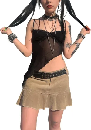 Women Y2k Fairycore Lace Trim Backless Camisoles Top Sexy Low Cut Spaghetti Strap Top Grunge Summer Tank Streetwear