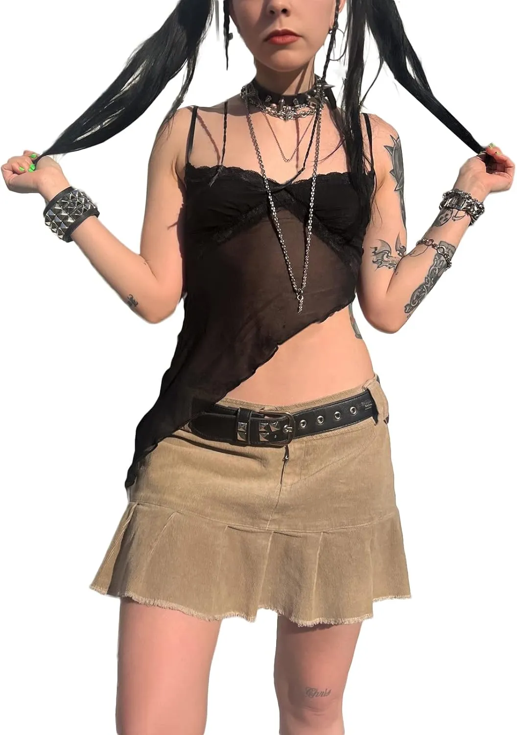 Women Y2k Fairycore Lace Trim Backless Camisoles Top Sexy Low Cut Spaghetti Strap Top Grunge Summer Tank Streetwear