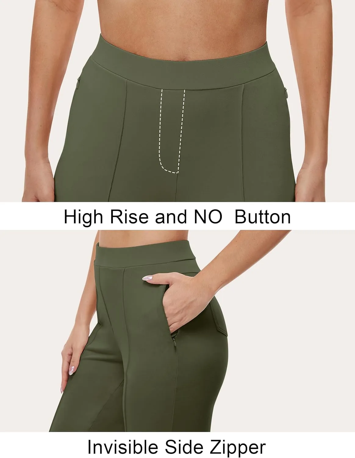 Womens 27"/29"/31" Wide Leg Pull On Loose Yoga Gym Pants, High Waist Tall, Petite, Regular Work Business Slacks