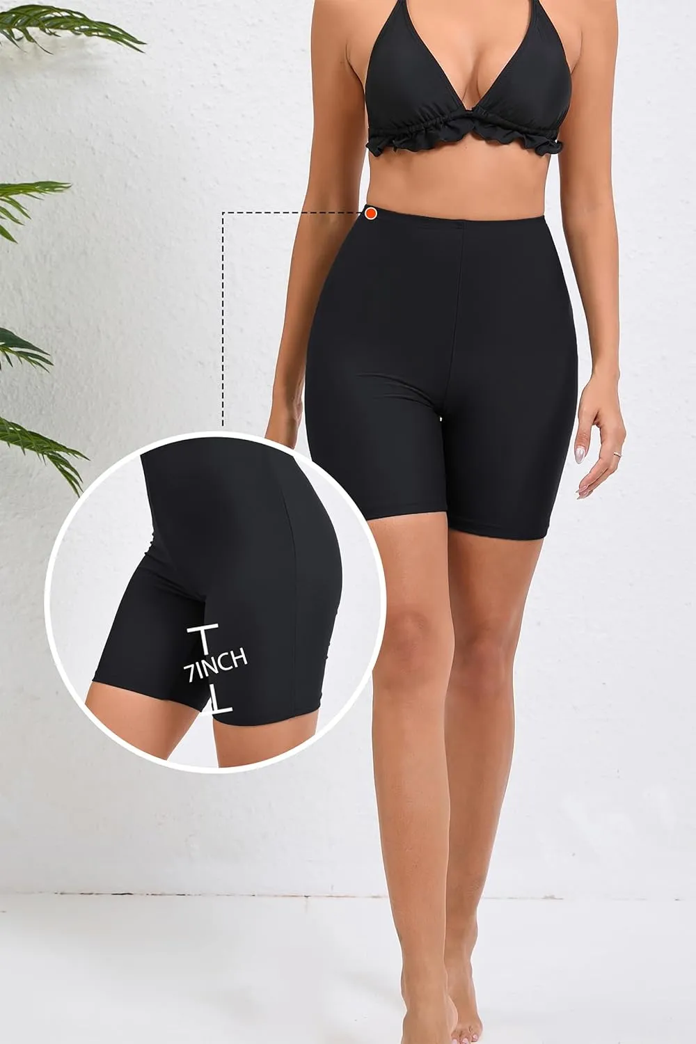 Women's 7" Plus Size High Waisted Boardshorts Swimsuit Boy Shorts Bikini Bottoms Swim Shorts
