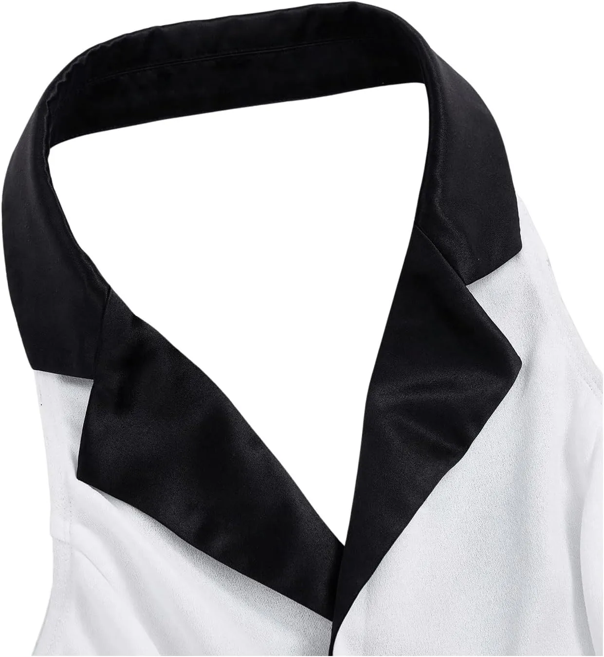 Women's Colorblock Sleeveless Turndown V Neck Collar Button Front Backless Slim Fit Crop Halter Top Tank Top Cropper