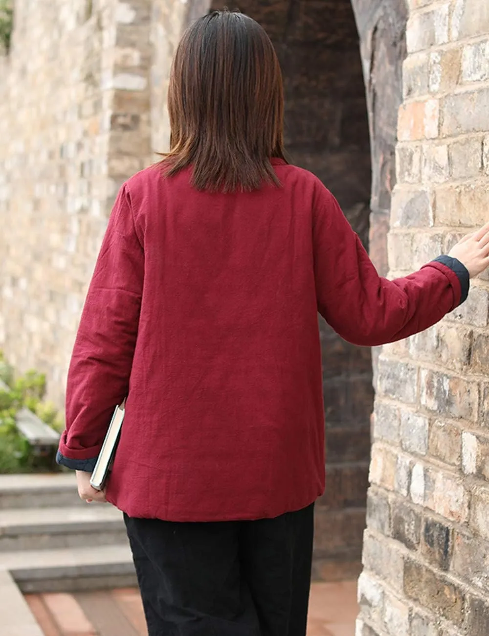 Women's Cotton Padded Coats Cotton Linen Chinese Tang Suit Style Short Jackets