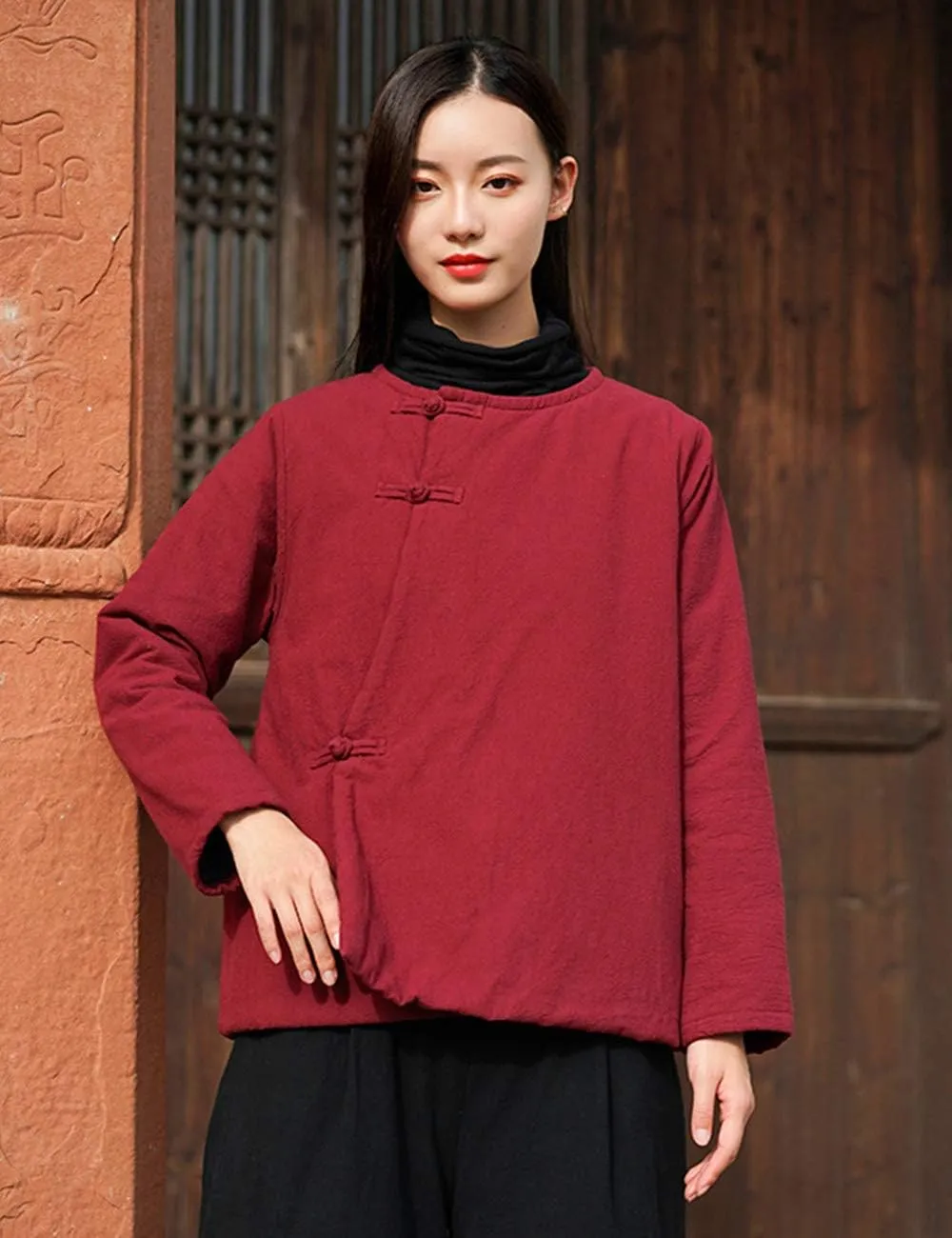 Women's Cotton Padded Coats Cotton Linen Chinese Tang Suit Style Short Jackets