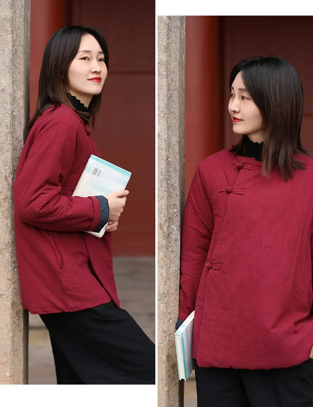Women's Cotton Padded Coats Cotton Linen Chinese Tang Suit Style Short Jackets