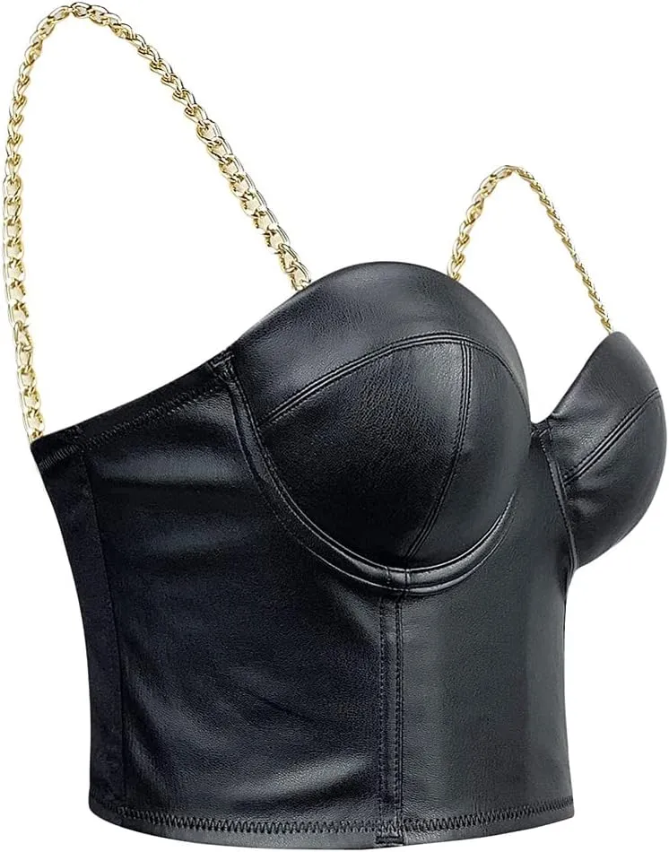 Women's Denim Tank Top Corset Bustier Blue Jean Crop Top Bra Streetwear Cami Detachable Straps Push Up Vest