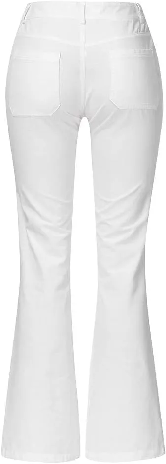 Women's Flare Bell Bottom High Waist Jeans Vintage Stretch Bootcut Denim Trouser with Pockets