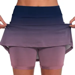 Womens Golf Skorts High Waist Athletic Skirt with Shorts Casual Gradient Yoga Skirts Pants Summer Running Clothes