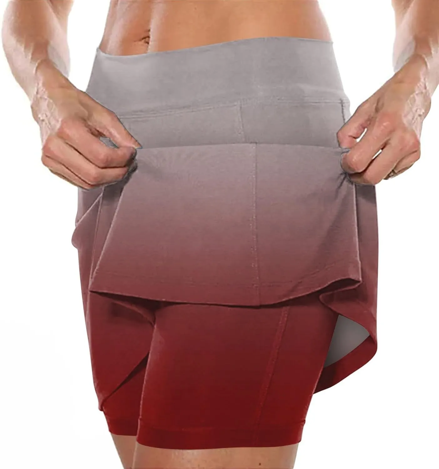 Womens Golf Skorts High Waist Athletic Skirt with Shorts Casual Gradient Yoga Skirts Pants Summer Running Clothes