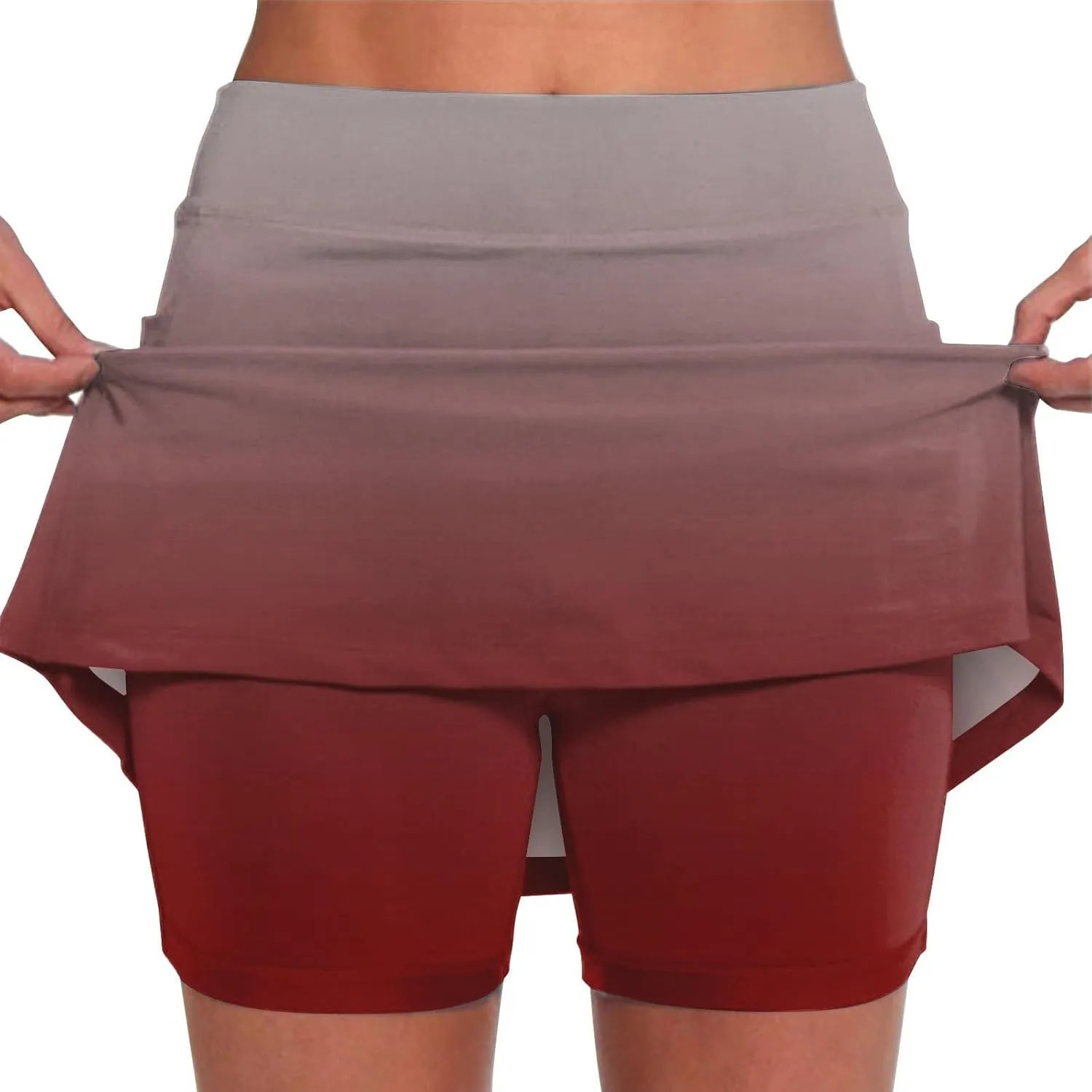 Womens Golf Skorts High Waist Athletic Skirt with Shorts Casual Gradient Yoga Skirts Pants Summer Running Clothes