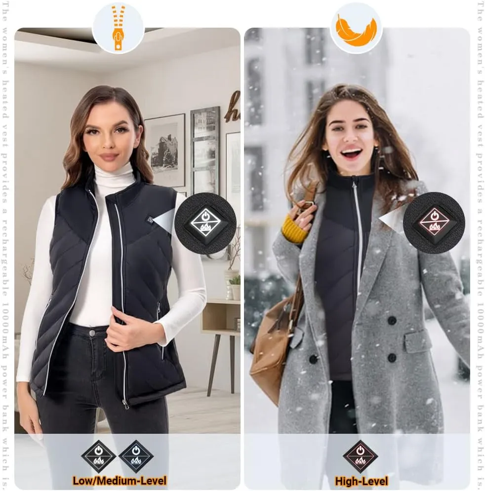 Women's Heated Vest with Battery Pack Included Heated Vests for Women with 10000mAh Rechargeable Power Bank