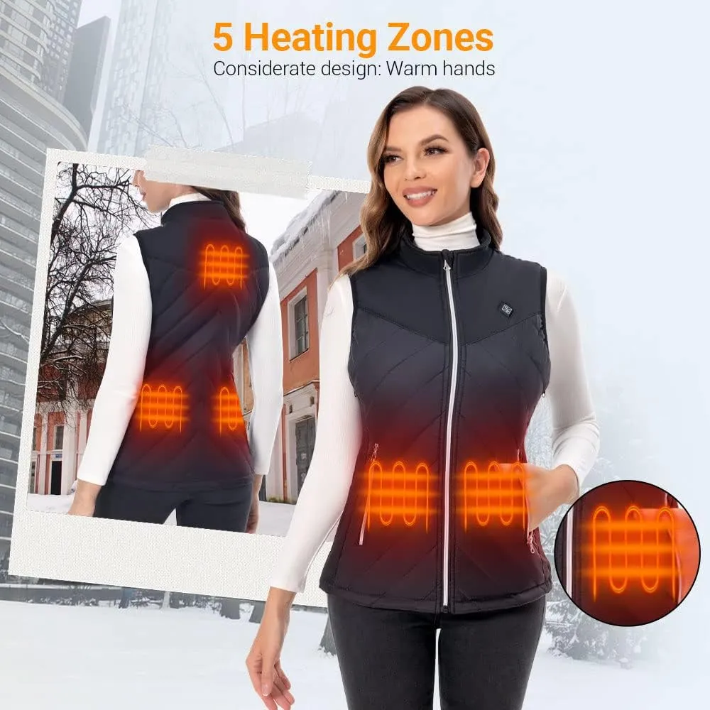 Women's Heated Vest with Battery Pack Included Heated Vests for Women with 10000mAh Rechargeable Power Bank