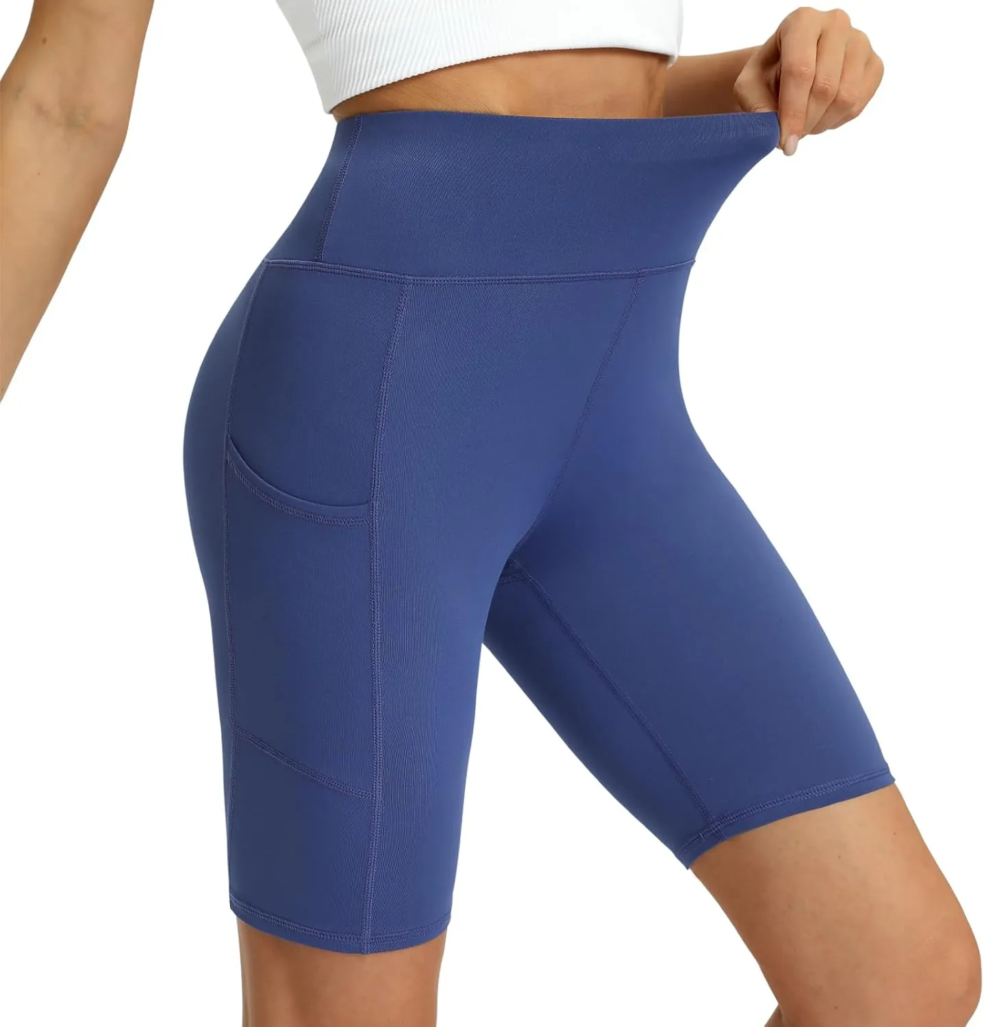 Women's High Waisted Biker Shorts 5 Pack - Tummy Control Yoga Workout Shorts with Pockets