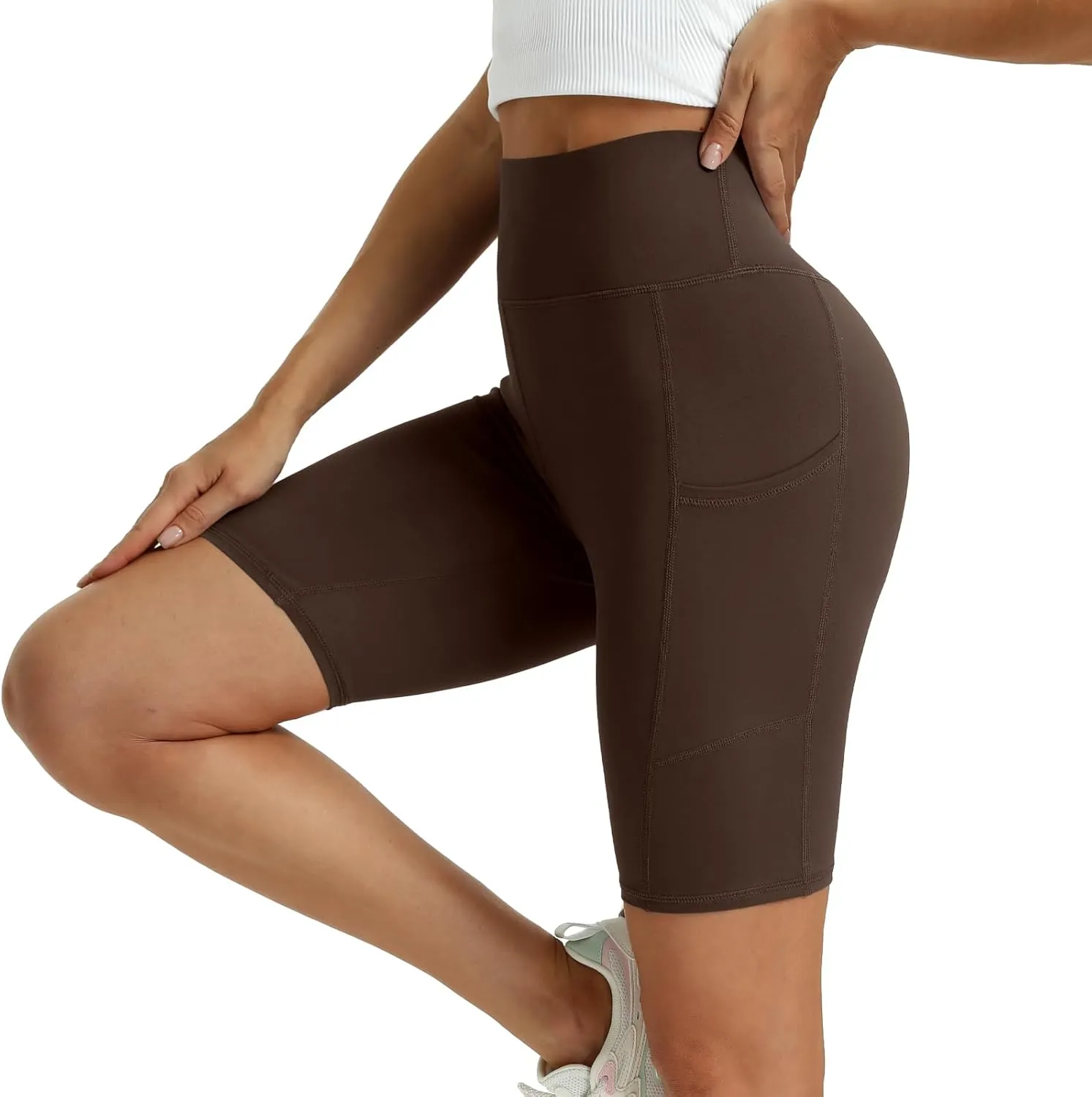 Women's High Waisted Biker Shorts 5 Pack - Tummy Control Yoga Workout Shorts with Pockets