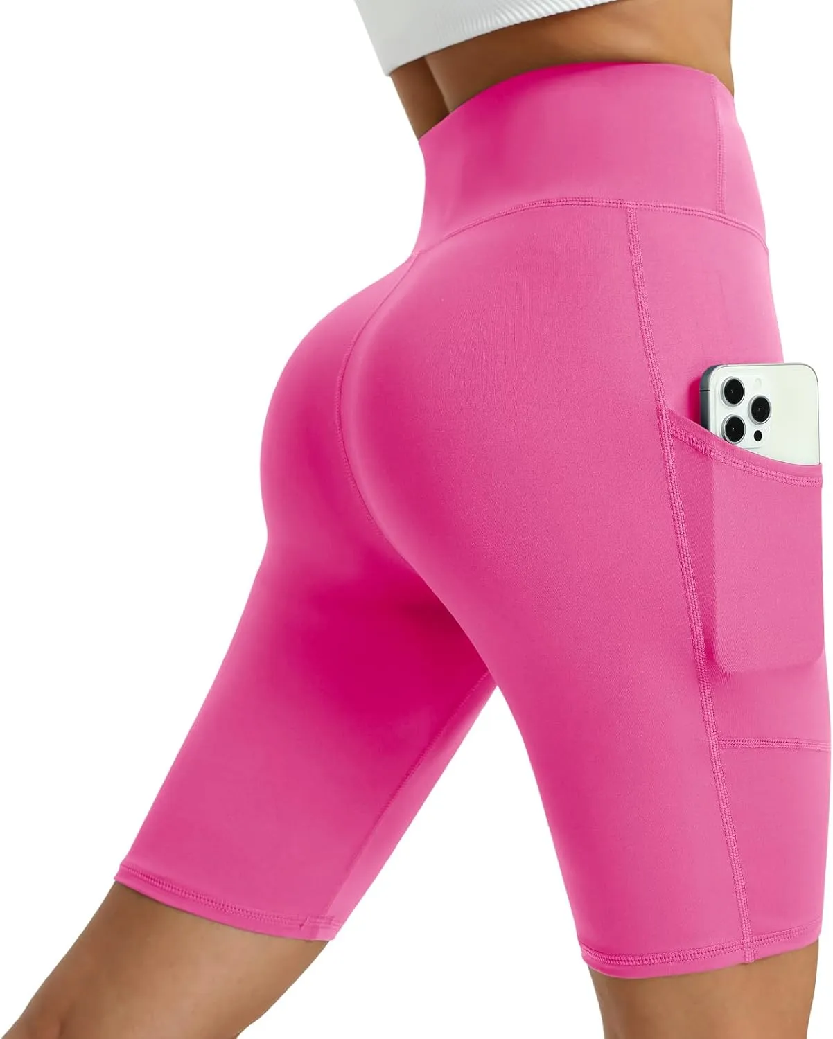 Women's High Waisted Biker Shorts 5 Pack - Tummy Control Yoga Workout Shorts with Pockets