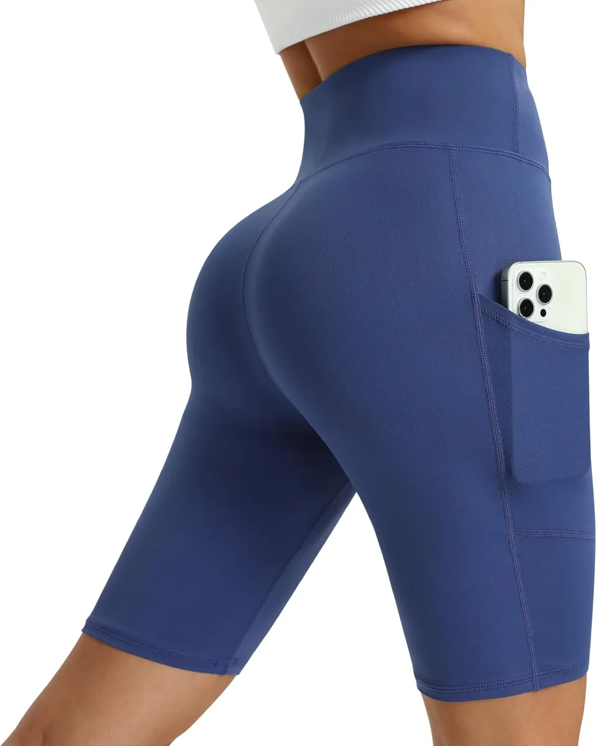 Women's High Waisted Biker Shorts 5 Pack - Tummy Control Yoga Workout Shorts with Pockets
