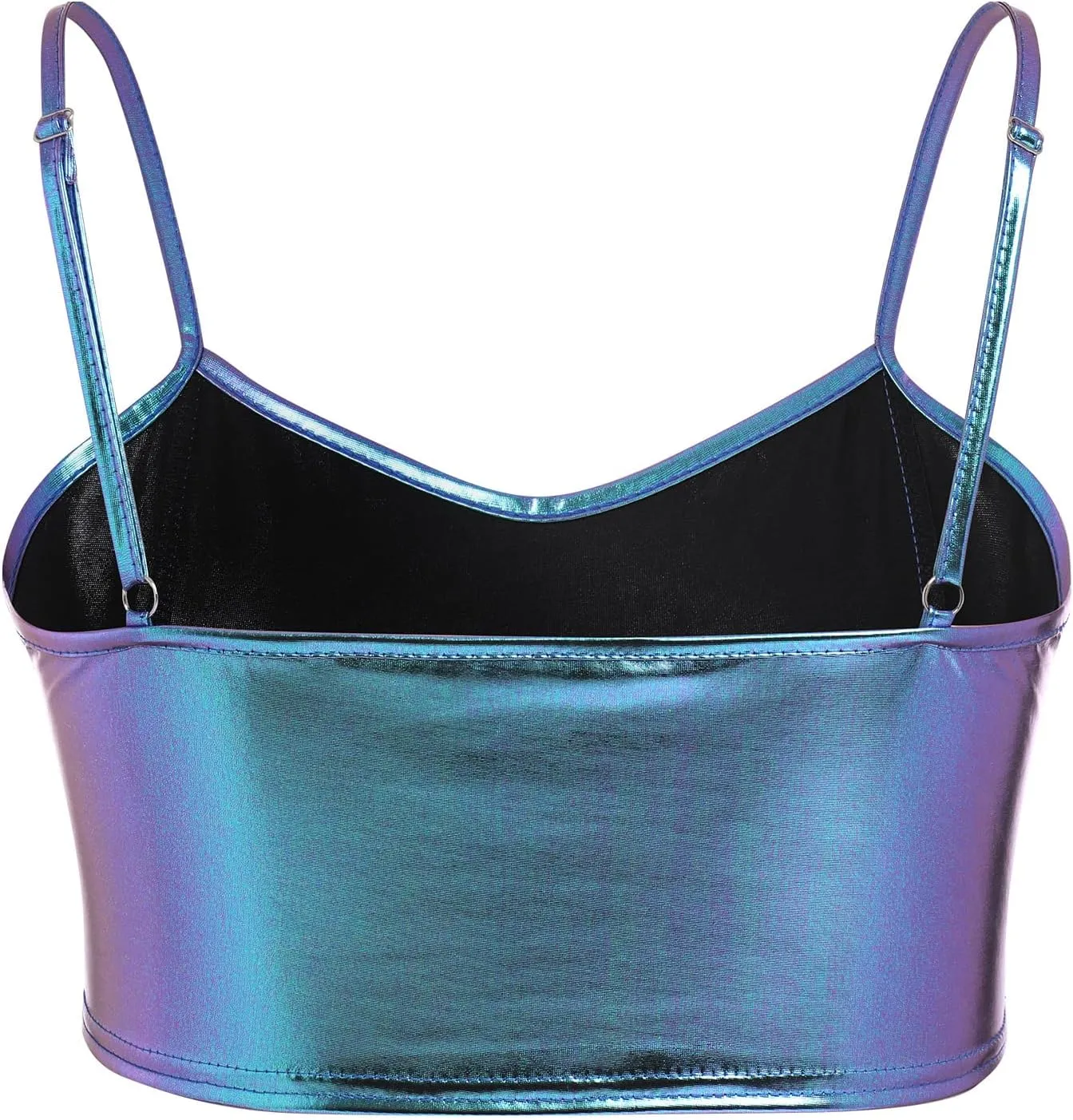 Womens Holographic Metallic Shiny Off Shoulder Crop Top Bustier Tube Top Blouse Rave Causal Strapless Basic Sexy Vest