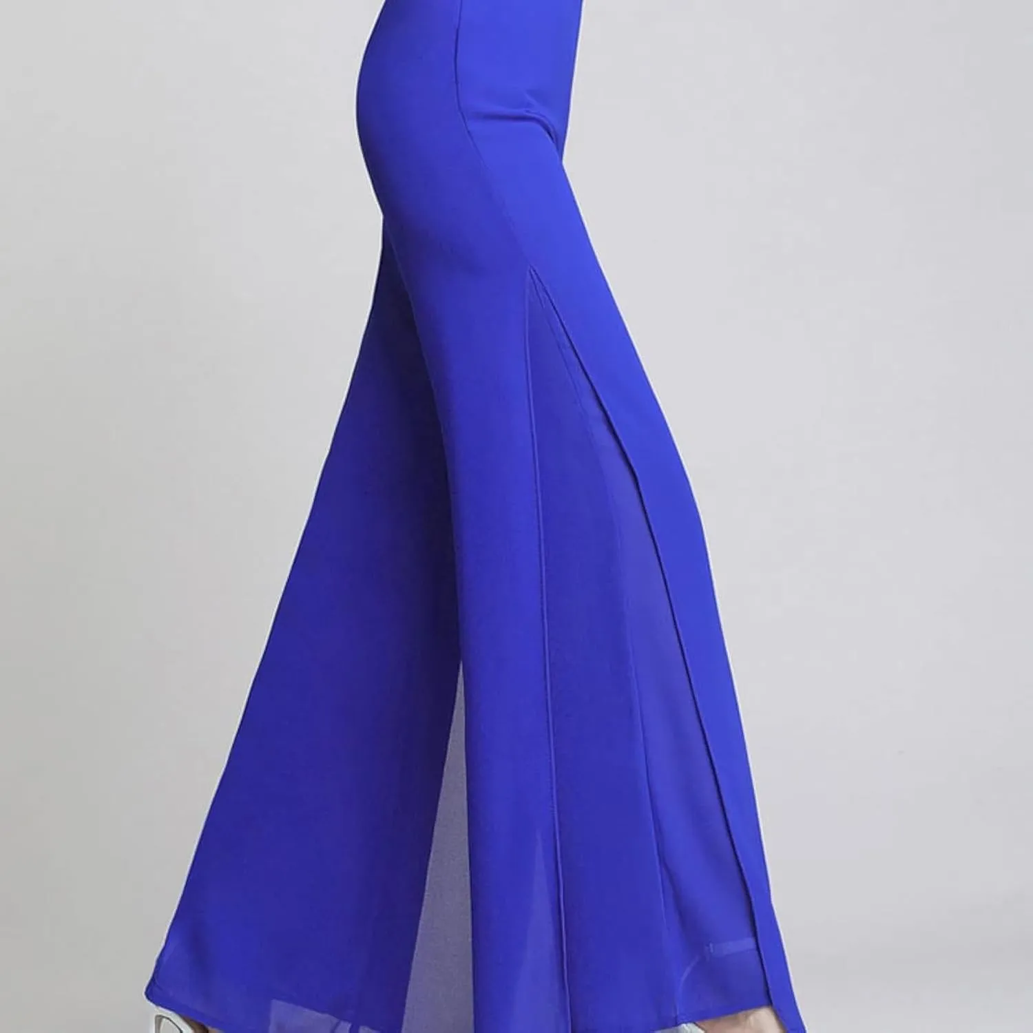 Women's Long Pants Summer Wide Leg Pants High Waist Double Layered Split Chiffon Long Pants Loose Dance Pants