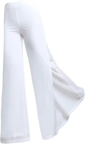 Women's Long Pants Summer Wide Leg Pants High Waist Double Layered Split Chiffon Long Pants Loose Dance Pants