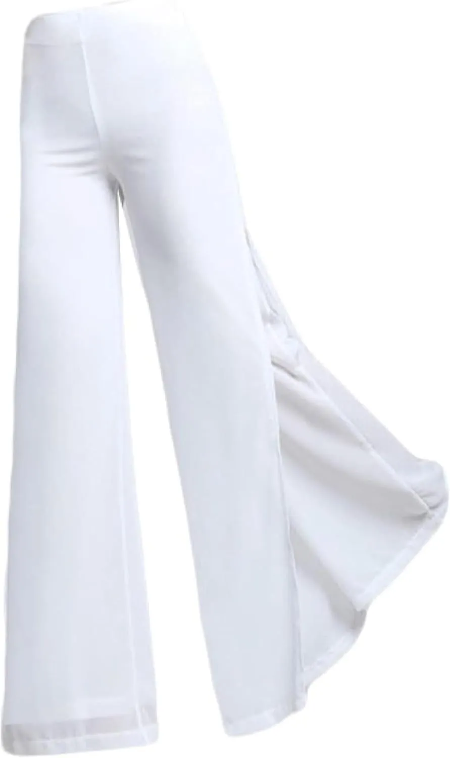 Women's Long Pants Summer Wide Leg Pants High Waist Double Layered Split Chiffon Long Pants Loose Dance Pants