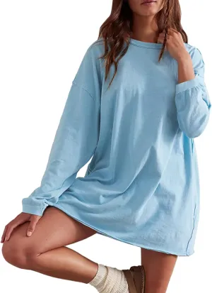 Womens Oversized T Shirts Crewneck Long Sleeve Summer Athletic Cotton Tees Shirt Loose Fit Y2k Tops