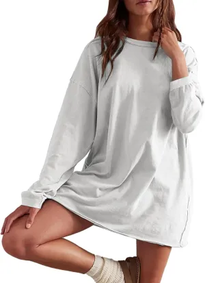 Womens Oversized T Shirts Crewneck Long Sleeve Summer Athletic Cotton Tees Shirt Loose Fit Y2k Tops
