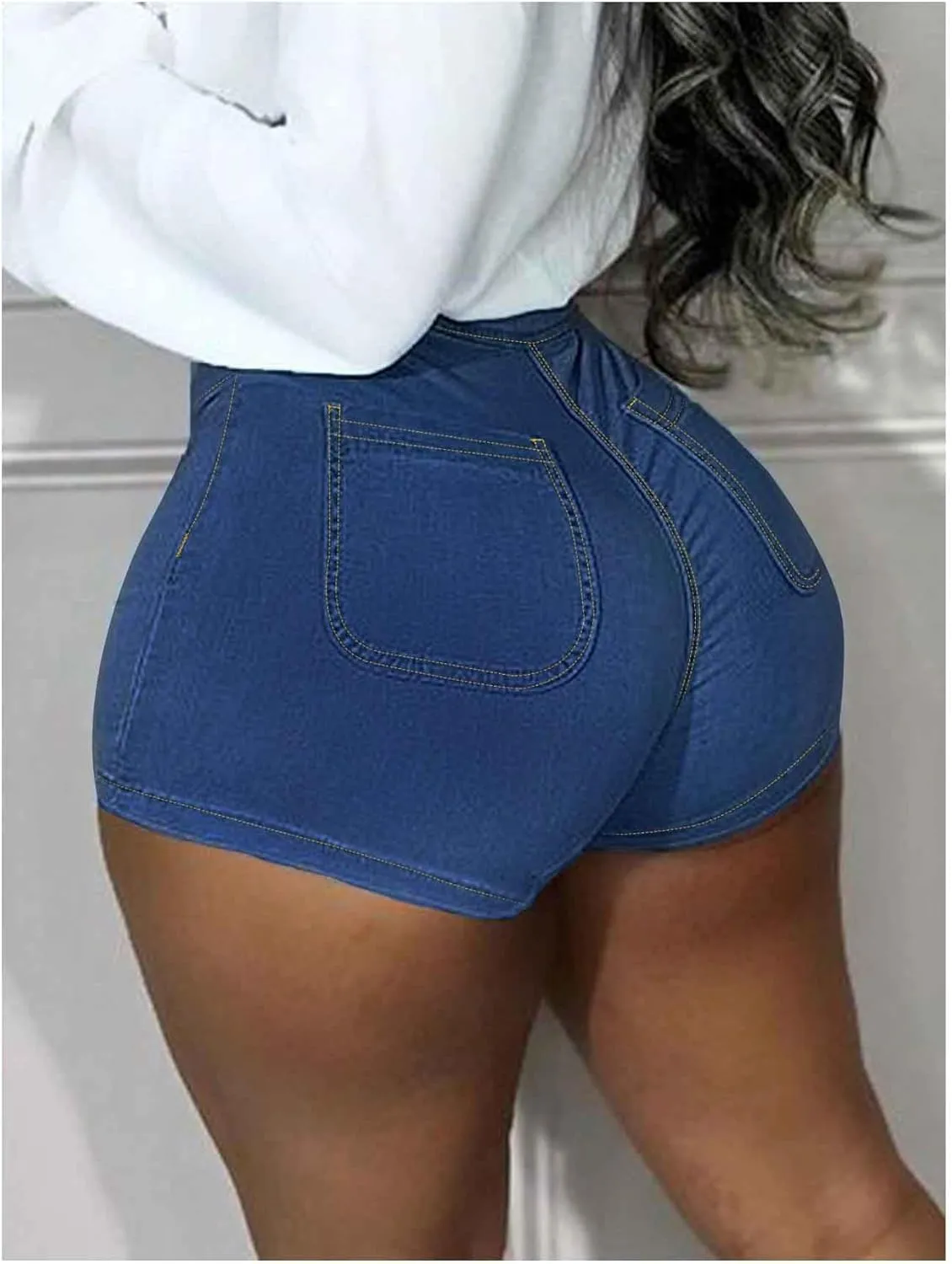 Women's Plus Size Jean Shorts High Waisted Skinny Leg Stretchy Dressy Casual Denim Shorts