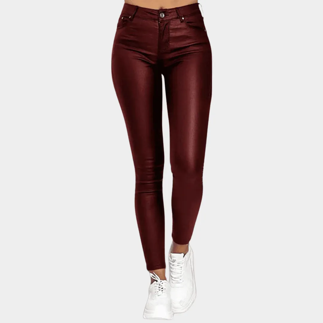 Women's PU Leather Pants  High Waist Stretch Bodycon Trousers  Slim Fit Pencil Style  Multiple Colours