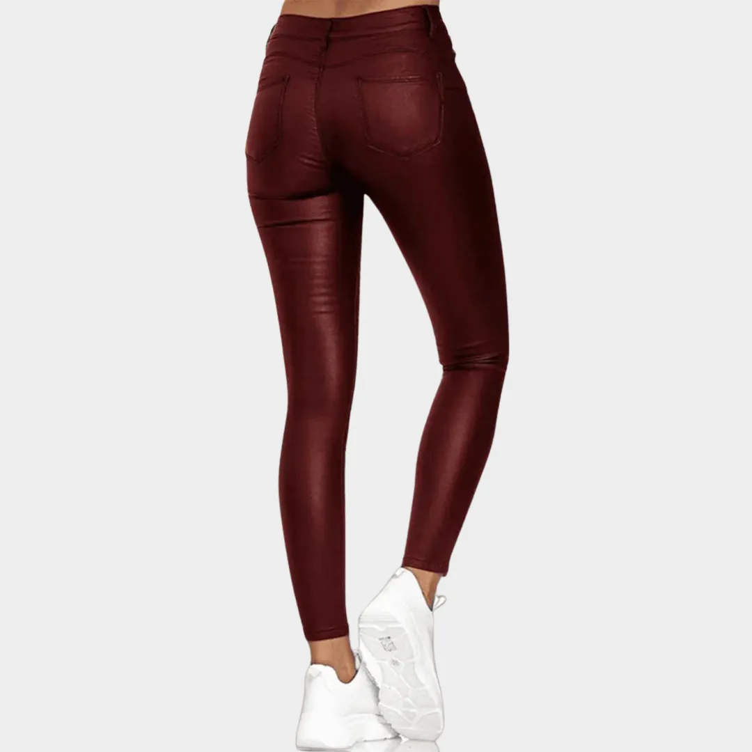Women's PU Leather Pants  High Waist Stretch Bodycon Trousers  Slim Fit Pencil Style  Multiple Colours