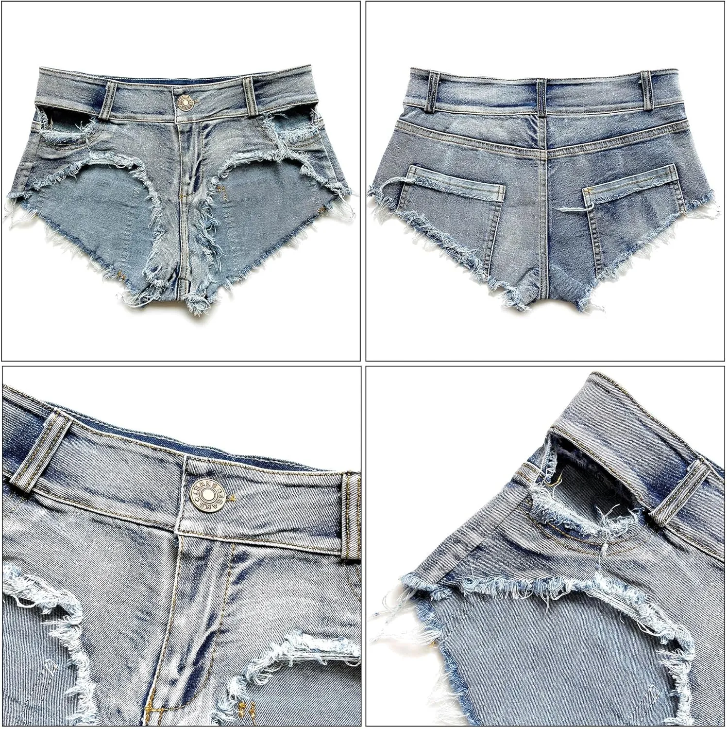Women's Sexy Denim Shorts Frayed Low Rise Cheeky Mini Shorts Jeans Pants Clubwear