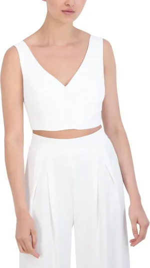 Women's Sleeveless V Neck Crossover Cropped Top