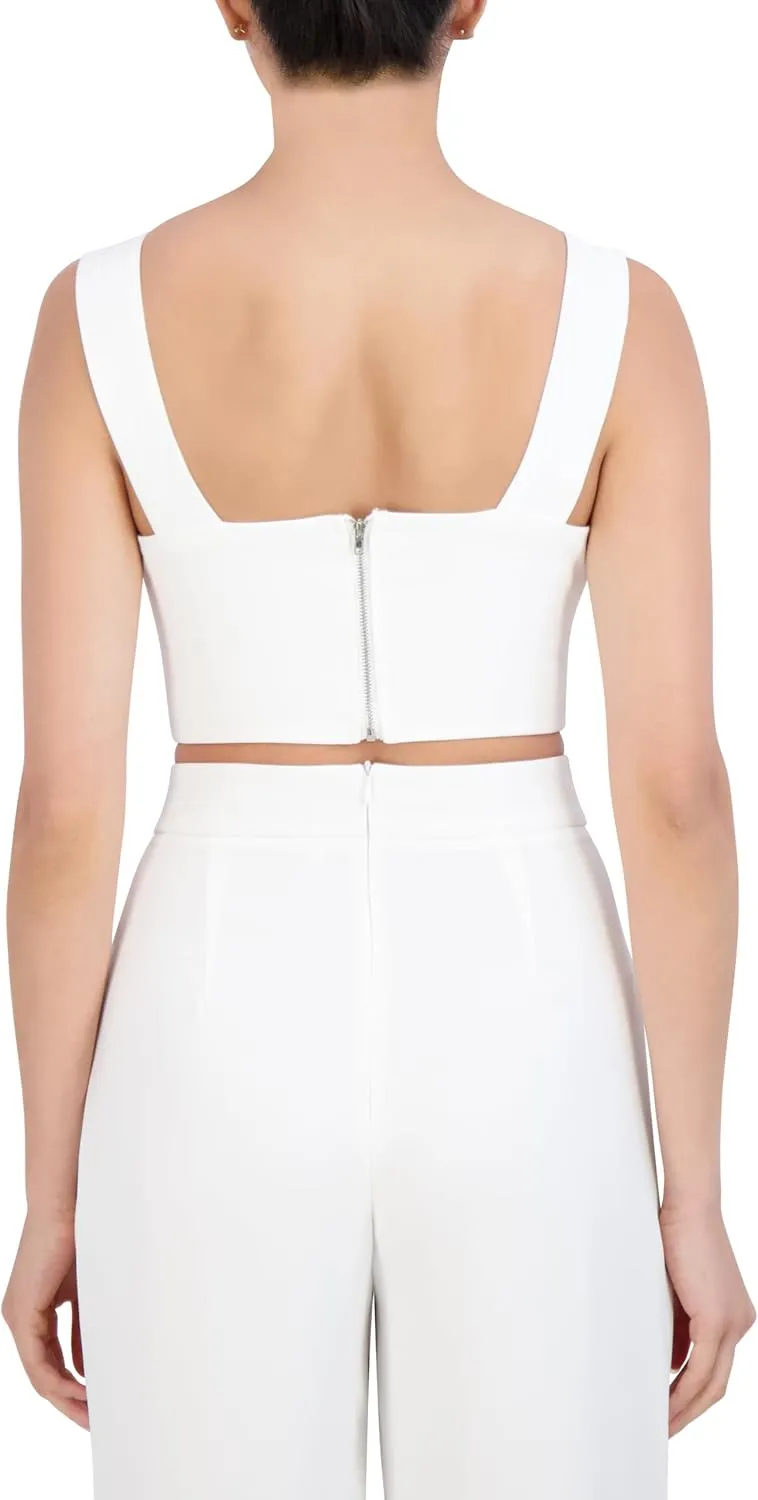 Women's Sleeveless V Neck Crossover Cropped Top