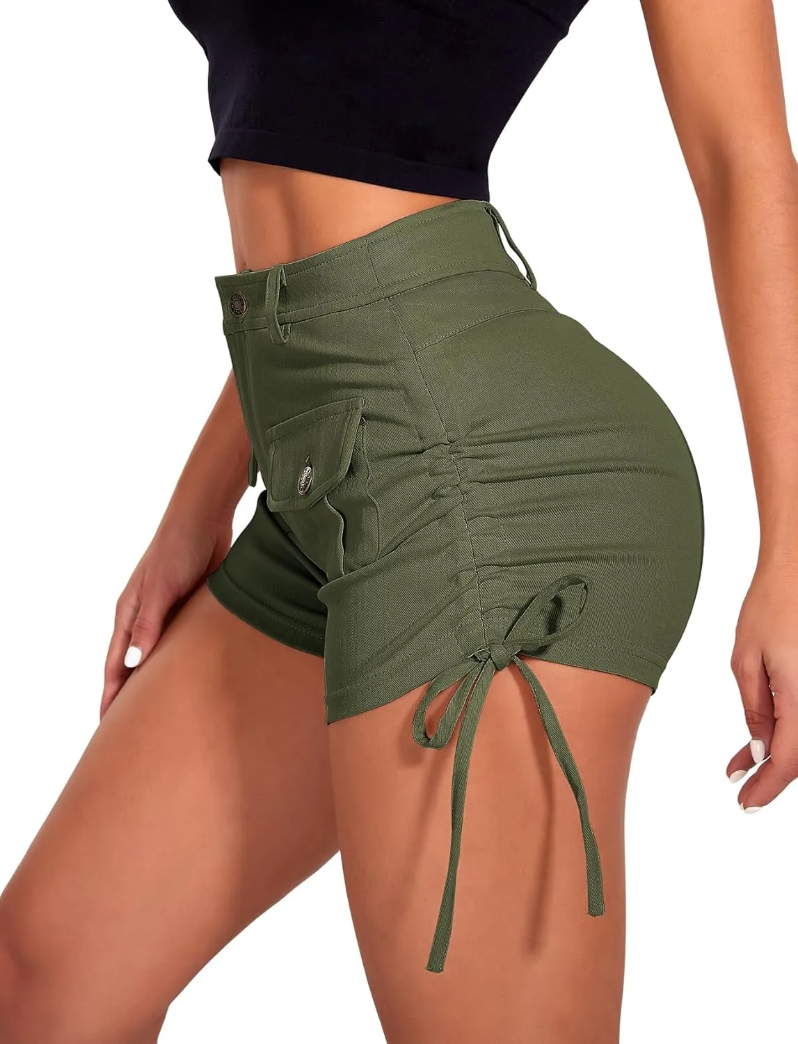 Women's Stretchy Jean Shorts Booty Denim Shorts with Front Pocket Club Night