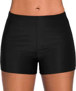 Womens Swim Shorts Solid Tankini Bottoms Swimsuit Bathing Suit Swimming Shorts Boyshort Swimwear