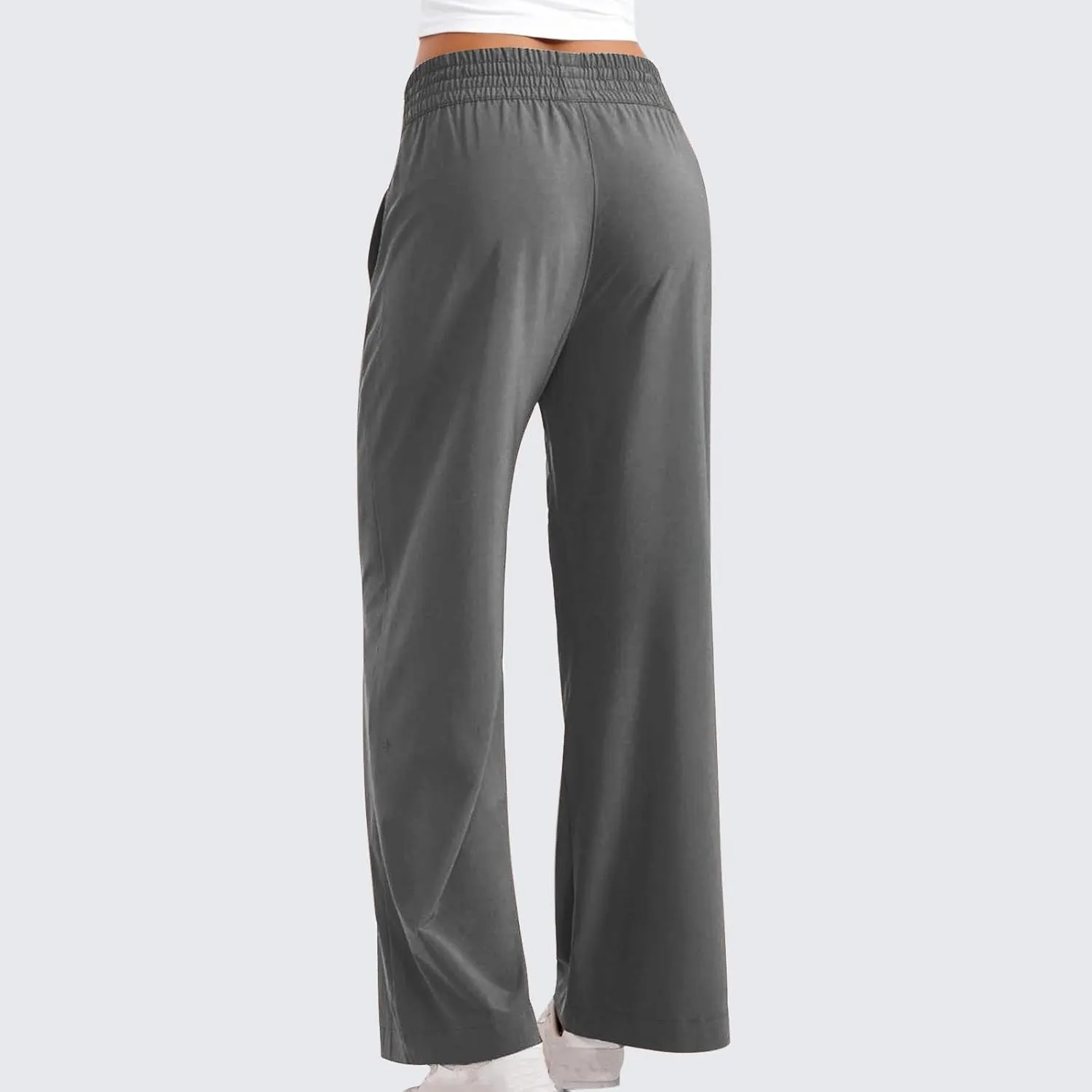 Womens Wide Leg Lightweight Pants Yoga Sport Palazzo Slacks High Waist Casual Travel Work Summer Trousers with Pockets