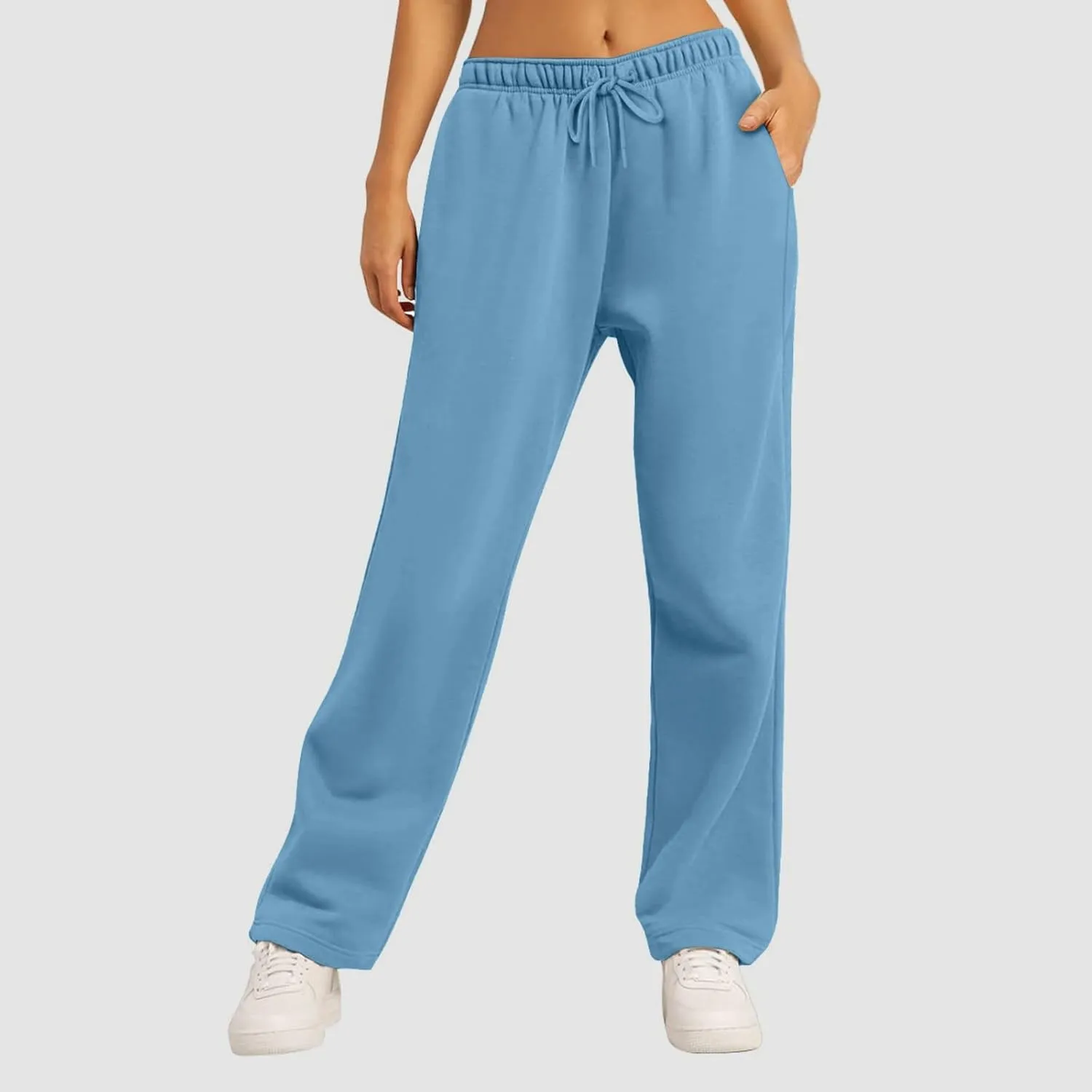 Women's Wide Leg Sweatpants 2025 Trendy Athletic Baggy Sweat Pants High Waist Drawstring Casual Loose Lounge Trousers