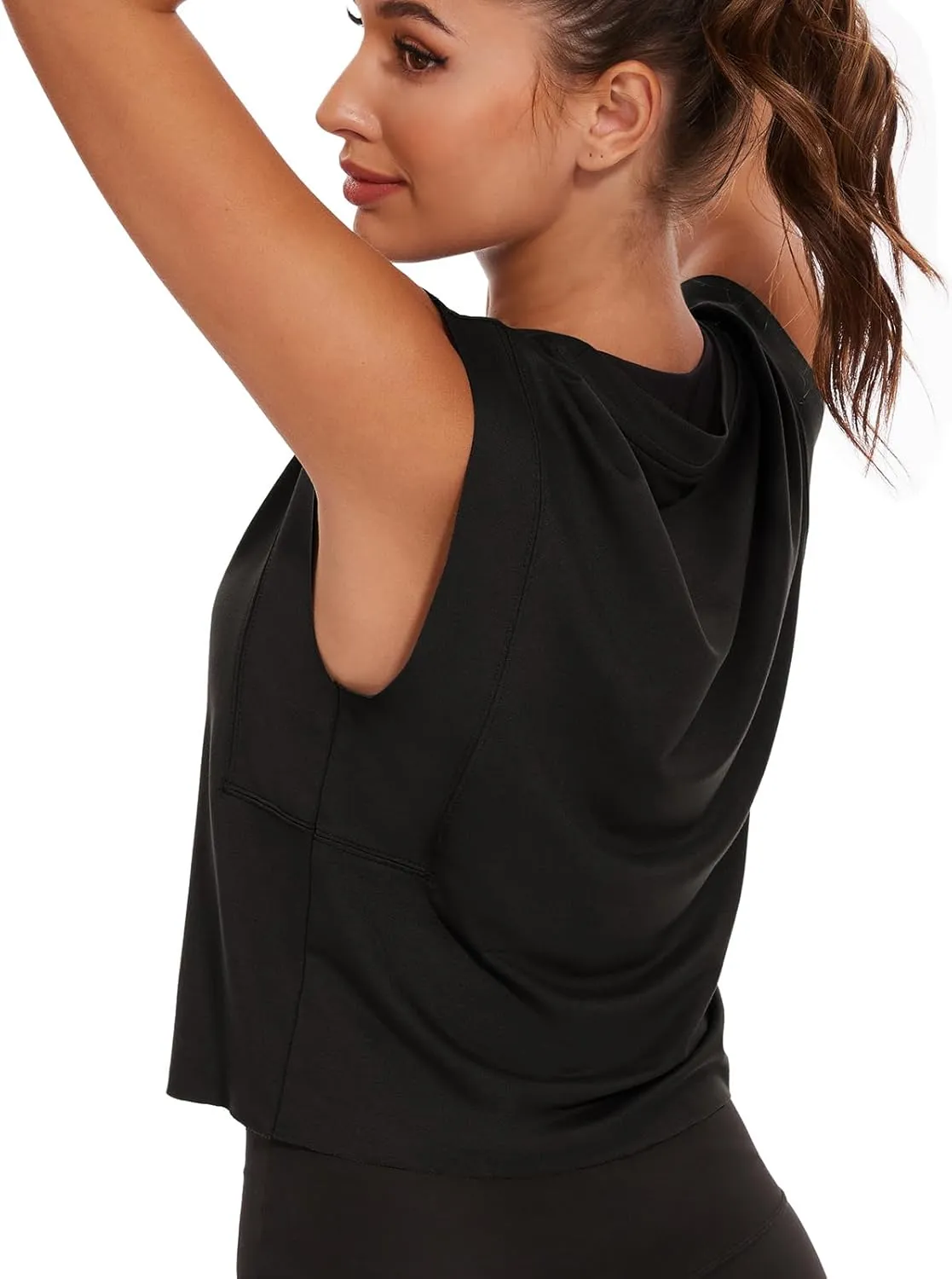 Womens Workout Crop Tank Tops Loose Sleeveless Summer T Shirts Oversize Active Yoga Gym Tee Y2k